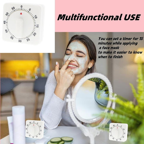 No Battery 60 Minute Mechanical Kitchen Learning Timer with Loud Alarm and Visual Cooking Timer Clock Ideal for Cooking Baking Kitchen Face Mask T...