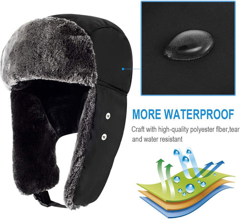 mysuntown Winter Hats for Women Men Trapper Ushanka Hat with Ear Flaps Warm Russian Bomber Hats for Cold Weather...