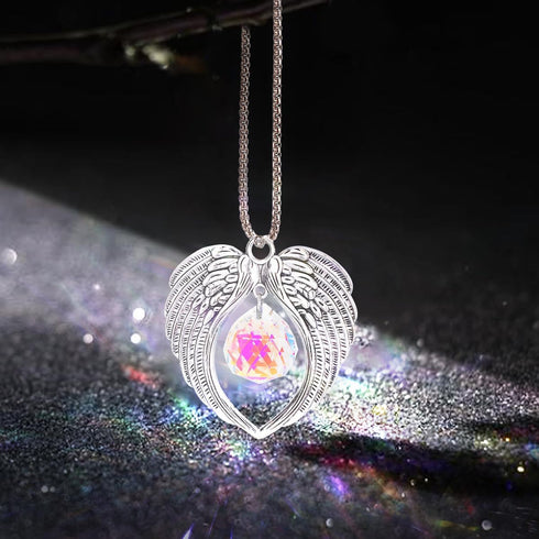 Car Rear View Mirror Hanging Accessories, Angel Wings with K9 Crystal Ball Charm for Your Car Decoration, Beautiful Exquisite Car Hanging Ornament...