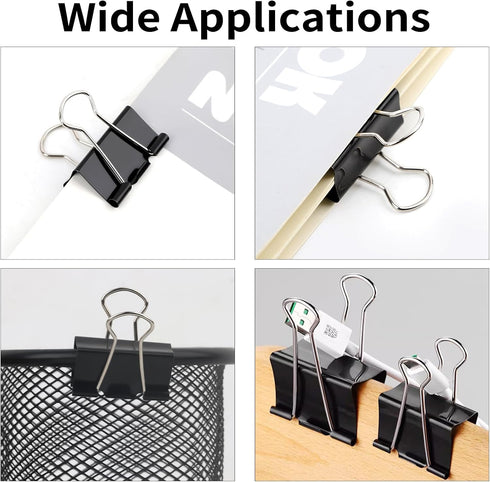 Binder Clips Paper Clamps 2.4 Inch (8 Pack), Black Office Clips with Clear Storage Container, Bulldog Clips, Paper Clips, Office Supplies...