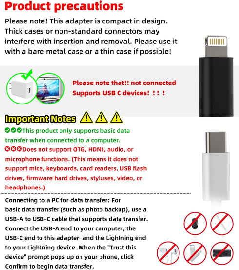 zoyuzan 3Pack USB C Female to Lightning Male Adapter for iPhone 12/11/8 X XR/XS/SE/7Plus/Pro Max Ipad Air Mini Type Compatible with Charging Suppo...