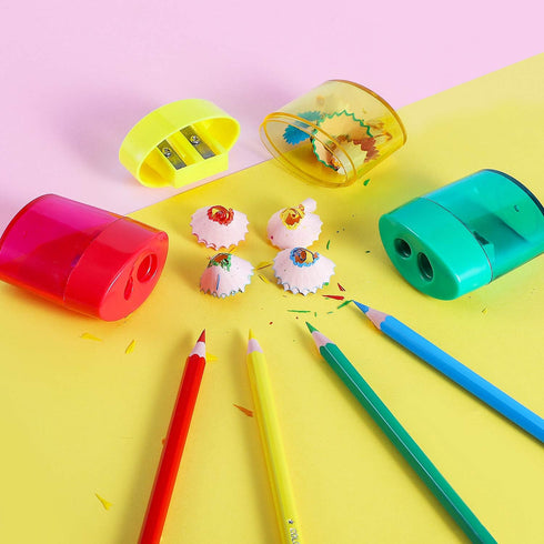 KIDMEN 2 Holes Pencil Sharpener,Pencil Sharpener for Kids,Pencil Sharpener Handheld-12 Pack...