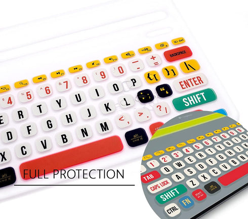 WYGCH- Ultra Thin Silicone Keyboard Cover Compatible with Logitech K480 Multi-Device Keyboard Protcetive Skin-Creative Rainbow Font...