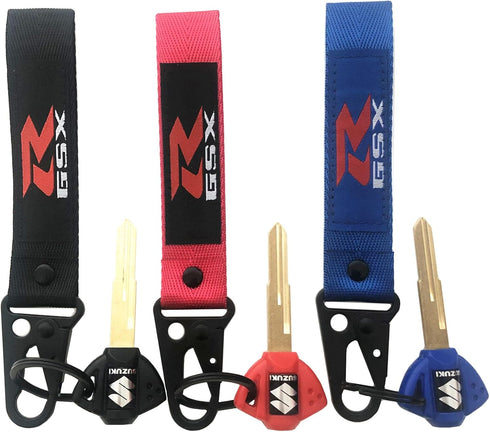 MELD 3 PCS Motorcycle Key Blank Uncut Blade for Suzuki GSXR 600 750 1000 GSX1300R GSF 650 with Key Chain Embroidered Tag Key Ring...