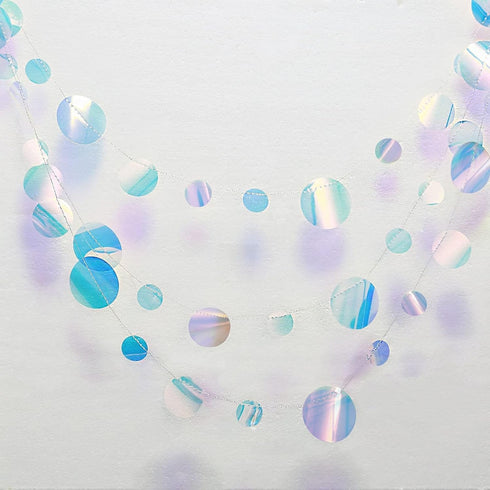 Cheerland Iridescent Circle Garlands Under The Sea Party Decorations Holographic Ocean Party Hanging Streamers for Mermaid Birthday Bubble Backdro...