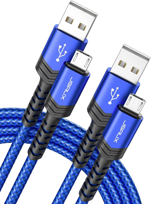 JSAUX Micro USB Cable Android Charger, (2-Pack 3.3FT+6.6FT) Micro USB Android Charger Cable Nylon Braided Cord Compatible with Galaxy S7 S6 J7 Edg...
