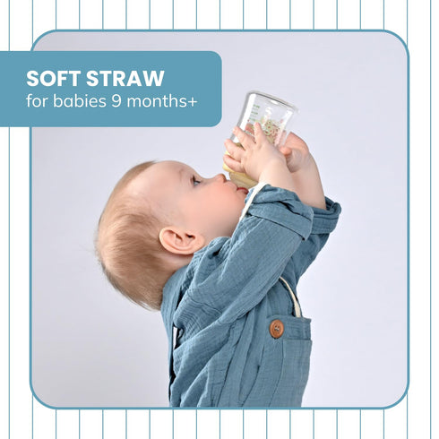 Straw Transition Cup Kit for Comotomo Baby Bottles | Conversion Kit Fits 5 Ounce and 8 Ounce Bottles | Soft, Silicone Straw Top Bottle Nipple & We...