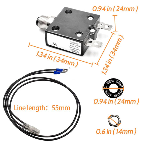 Push Button 3 Amp Circuit Breaker Automatic Trip, Briidea Fuse Tester Manual Reset 32V, Low Voltage Protection...