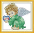 Amiiba Stamped Cross Stitch Kits, Angel Baby Boy Blue Heart DIY 11CT 13.3x12.9 inch (Baby Boy)...