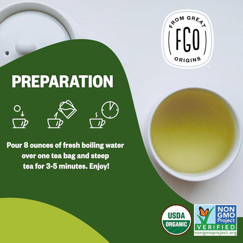 FGO Organic Moroccan Mint Green Tea, 100 Count, Eco-Conscious Tea Bags, Resealable Bag, Packaging May Vary (Pack of 1)...