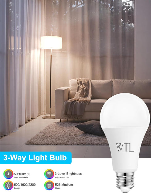 3 Way Light Bulbs 50 100 150W Equivalent A21,Three Way LED Light Bulb 4000K Natural White 6/14/20W,E26 Base,for Reading,living room,No Flicker,4 P...