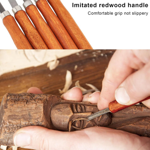 5 Pcs Wood Carving Knife Set, Wood Turning Tools HSS Blades and Quality Wood Handle, Hand Carving Tool Set Wood Lathe Chisel Set for DIY Sculpture...