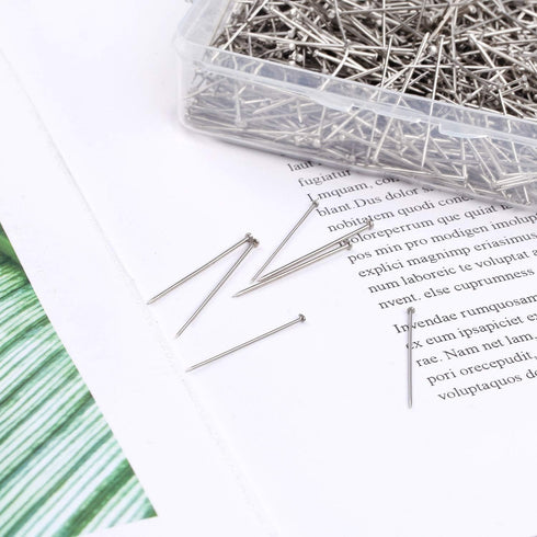 1000PCS Fine Straight Pins, Durable Stainless Steel Dressmaker For Sewing with Plastic Boxes, Flat Head, Satin Pins for Jewelry Making, Sewing Cra...