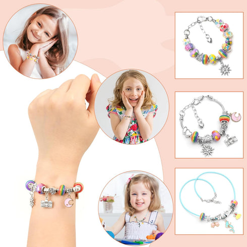 Charm Bracelet Making Kit for Girls 3-12, Kids Jewelry Making Kit 66Pcs Jewelry Kits for Girls Ages 8-12 Jewelry Maker Craft Necklace Birthday Chr...