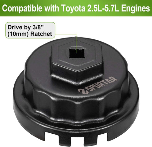Spurtar Oil Filter Wrench for Toyota Oil Filter Tool Oil Filter Cap Wrench Removal Tool 64mm for Lexus, Camry, 4 Runner, Tundra 2.5-5.7L Engine...
