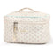 Cotton Makeup Bag, Quilted Cosmetic Bag with Handle Large Capacity Travel Toiletry Bag for Women Cute Aesthetic Floral Makeup Bag (Beige)...