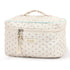 Cotton Makeup Bag, Quilted Cosmetic Bag with Handle Large Capacity Travel Toiletry Bag for Women Cute Aesthetic Floral Makeup Bag (Beige)...