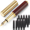 Vintage Wooden Mini Fountain Pen, Short Pocket Travel Fountain Pen Fine Nip Pen Fancy Pens Smooth Writing with 15 Pcs 2.6mm Black Ink Cartridges f...