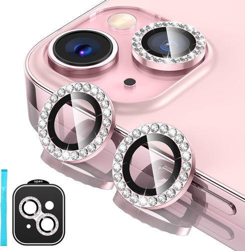 Tensea for iPhone 15 / iPhone 15 Plus Camera Lens Protector, 9H Tempered Glass Camera Cover Screen Protector, HD Clear, Metal Individual Ring for ...