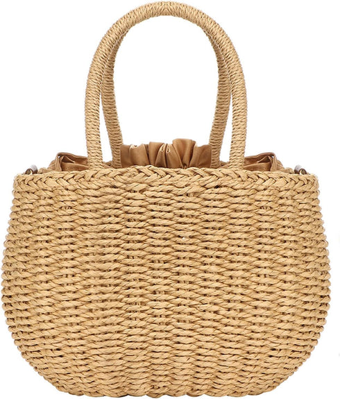 Gets Straw Bags for Women Hand-woven Small Hobo Bag Round Handle Ring Tote...