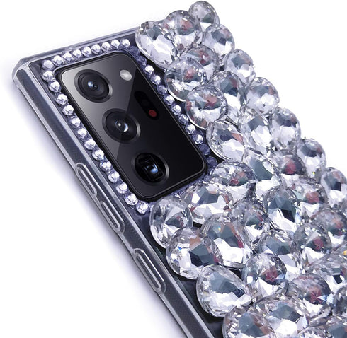 Bonitec for Samsung Galaxy Note 20 Ultra 5G Case 3D Glitter Sparkle Bling Case Luxury Shiny Crystal Rhinestone Diamond Bumper Clear Gems Protectiv...