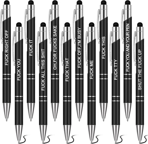 12 Pcs Funny Pens Complaining Inspirational Pen Passive Positive Office Pens Black Ink Novelty Pen Screen Touch Stylus for Colleague Work Gifts Su...