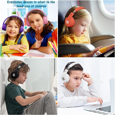 Headphones Bluetooth Wireless/Wired Kids Volume Limited 85 /110dB Over Ear Foldable Protection Headset with AUX 3.5mm Mic for Boys Girls School Pa...