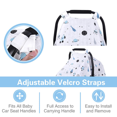 Muslin Car Seat Covers for Babies, Lightweight Infant Carseat Canopy, Breathable Baby Carrier Cover, Newborn Boys Girls Shower Gift, Fit Spring Su...