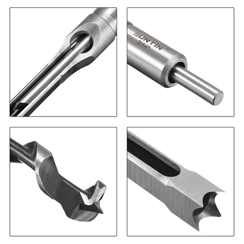 uxcell Square Hole Drill Bits for Wood 7/16" x 210mm Mortising Chisel Bit Auger Spur Cutter Tool for Woodworking Carpentry Drilling Tool...