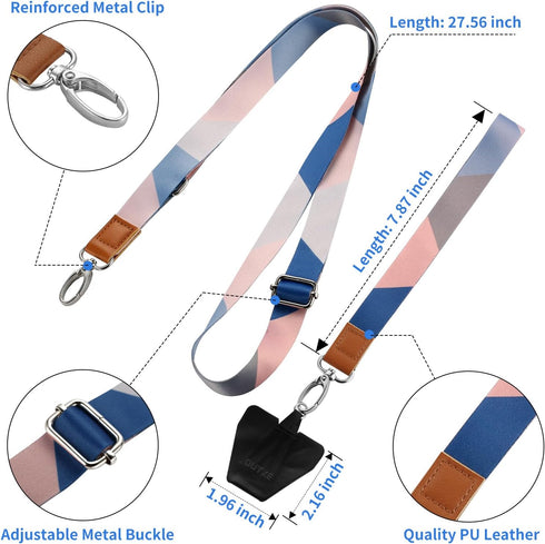 OUTXE Phone Lanyard - 4× Pads, 1× Adjustable Neck Strap, 1× Wrist Strap, Nylon Phone Lanyard Compatible with All Smartphone...