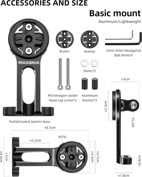 ROCKBROS Bike Computer Mount Out-Front Bike Computer Mount Aluminum Integrated Bicycle Computer Mount Cycling Computer Mount Compatible with Garmi...