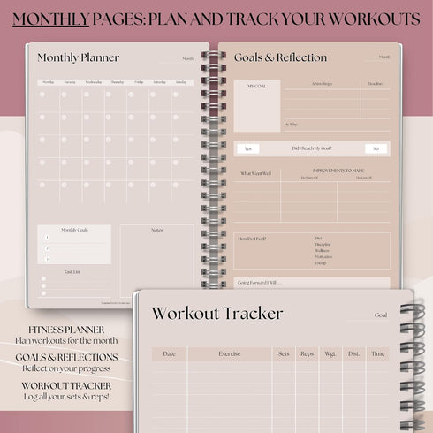 3 Month Fitness & Workout Planner for Women | Gym Journal, Weight Loss Tracker, Meal Planner, Self Care Habit Tracker - A5 Lux...