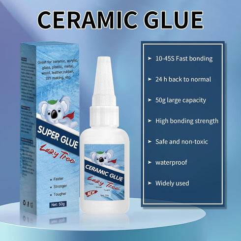 50g Ceramic Glue, Instant Clear Ceramic Super Glue for Porcelain and Pottery Repair, Waterproof, Fast Drying, Heat Resistant, Strong Adhesive for ...