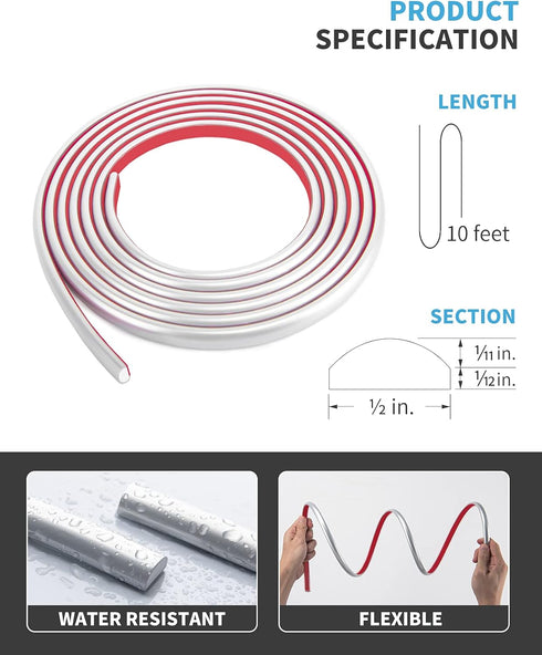 Art3d 10 Ft Peel and Stick Trim for Backsplash Tile Edge, Self-Adhesive Liner for Corner Decor in Silver...