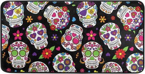 Anti Fatigue Kitchen Floor Mat, 39 x 20 In Sugar Skull Non Slip Absorbent Comfort Modern Standing Mat Soft Kitchen Runner Rug for Hallway Entryway...