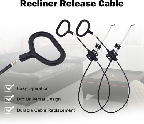Nonley Sofa Recliner Cables, 2 Pack Couch Release Cables Recliner Replacement Parts D Ring Couch Recliner Pull Handle, Hook Exposed Cable with S T...