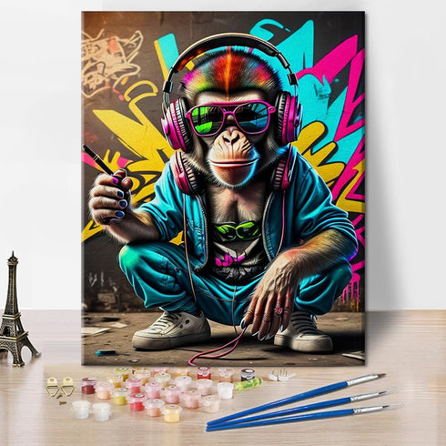 TUMOVO Adult Paint by Number Kits on Canvas, DIY Acrylic Painting for Adults Kids Paint by Number, Graffiti Adults' Paint-by-Number Kits DJ Monkey...