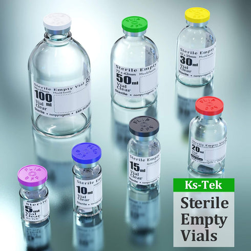 Sterile Empty Vials with Self Healing Injection Port,with Flip Off Aluminum Cap,Sterile Package (5ml,10)...