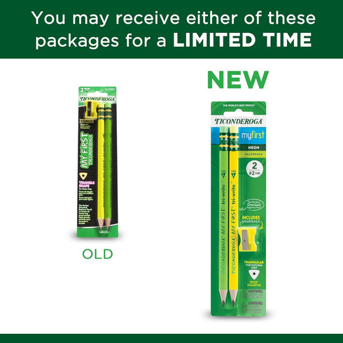 Ticonderoga My First Tri-Write Wood-Cased Pencils, Neon Assorted, 2 Count...
