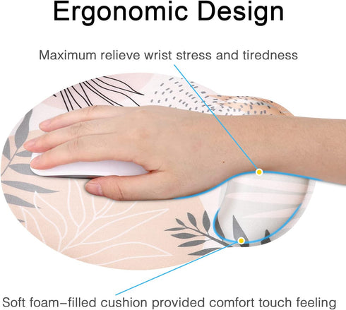 iLeadon Ergonomic Mouse Pad Wrist Support, Non-Slip Rubber Base Wrist Rest Pad for Home, Office Easy Typing & Pain Relief, Tropical Leaves...