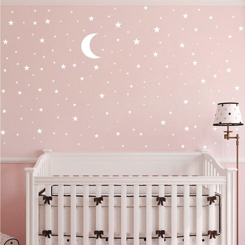 Moon and Stars Wall Decal Vinyl Sticker for Kids Boy Girls Baby Room Decoration Good Night Nursery Wall Decor Home House Bedroom Design YMX16 (Whi...