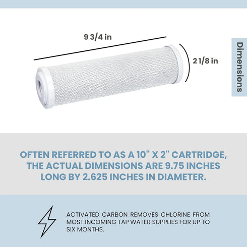 Aquatic Life 10-Inch Pre Carbon Block Replacement Filter Cartridge for RO-DI System Units for Aquarium...