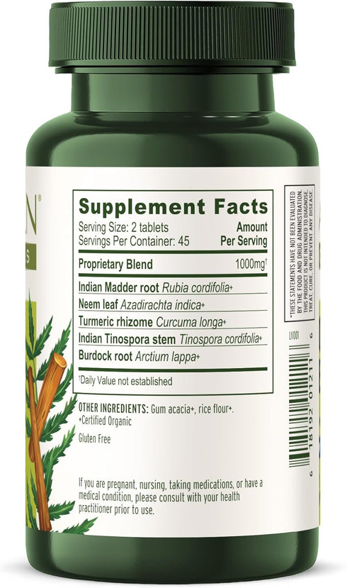 Banyan Botanicals Blood Cleanse Tablets – Organic Clear Skin Supplement with Manjistha & Neem – Blood Cleanser Herbs for Natural Detox & Healthy S...