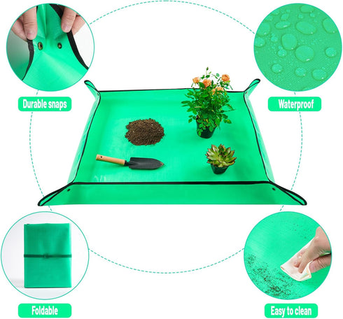 27" X 27" Repotting Mat for Indoor Plants Transplanting and Dirt Control, Portable Potting Tray Succulent Planting Mat Gardening Gifts Plant Gifts...