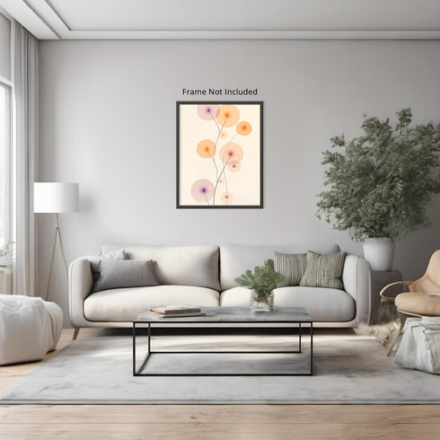 Posterizer 1 pcs-minimalist dainty flowers in orange and purple art 5-Abstract & Modern Art-Floral & Botanical Art-Chic Home Decor- unframed wall ...