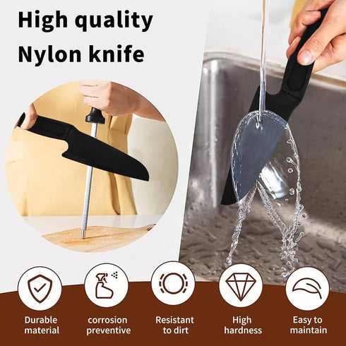 2 pcs Nylon knife plastic knife lightweight and safe, Chef Knives suitable for cutting fruits, vegetables, pizza, cakes?bread...