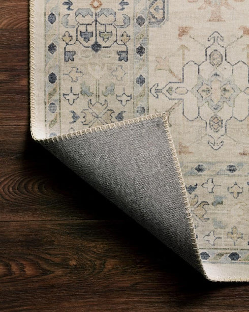 Loloi Hathaway Collection HTH-04 Beige/Multi 2'-6" x 7'-6", .25" Thick Runner Rug, Soft, Durable, Printed, Modern, Low Pile, Non-Shedding, Easy Cl...