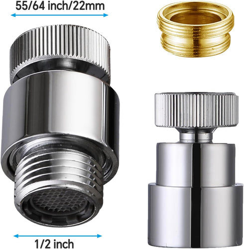 Faucet Aerator For Sink Faucet Adapter- 360° Swivel Faucet To Hose Adapter with 55/64 inch Female Thread, Included 1/2 inch Male Faucet Adapter, C...