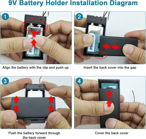 2PACK 9V Battery Holder,9V Battery Holder with Switch,9 Volt Battery Holder with Leads?Widely Used in Student Experiments,LED Strips or Other Devi...