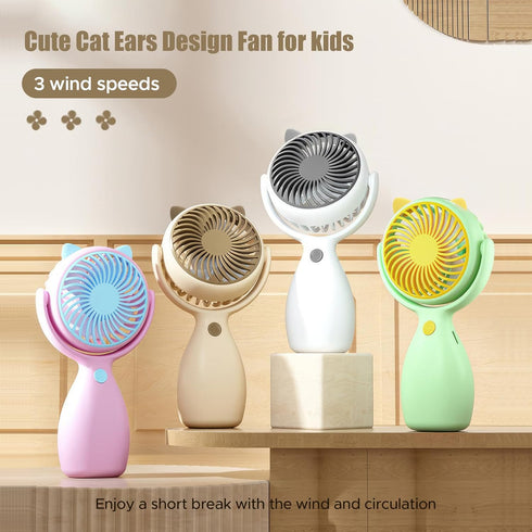 QearFun Cute Handheld Lanyard Fan Portable,Mini Personal Fan, 3 Speeds with 180° Rotation,Small Makeup Fan for Girls Women,USB Rechargeable Fan fo...